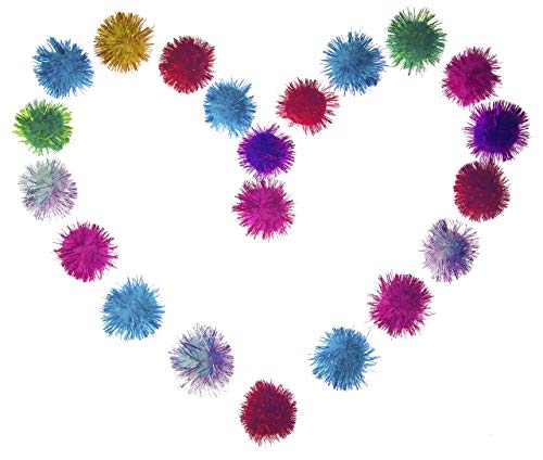 Everglades Backcountry 20 Pack Sparkle Glitter Tinsel Balls Toys Assorted Colors 2 Inch Complete with Bonus Catnip for Cats Kittens Arts & Crafts