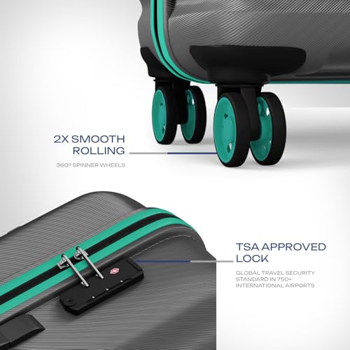 Image of Safari Large Polycarbonate Spinner Wheels Insignia 8 Wheels 81cm Size Check-in Trolley Bag, TSA Lock, Hard Case, XL Size International Travel Luggage, Suitcase for Travel, Gun Metal