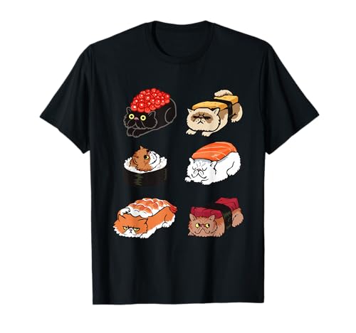 Sushi Persian Cat Funny T-shirt by Huebucket