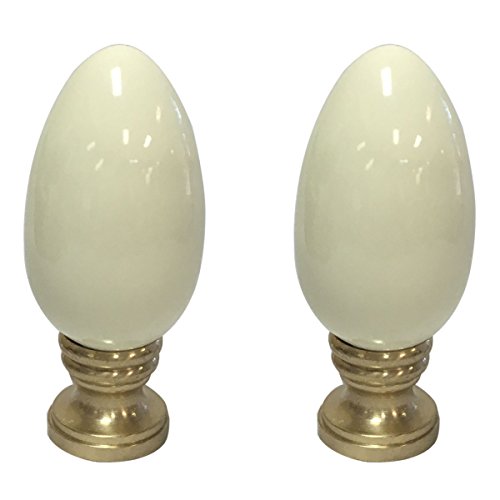 Image of Royal Designs, Inc. Ceramic Egg Shaped Lamp Finial for Lamp Shade, F-5050BG-2, Beige, Pack of 2