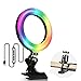 MODOAO 6-inch RGB Ring Light Dimmable Desktop Clip Light Video Conference Fill Light Live Beauty Light