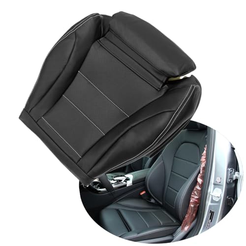ATUOTPO Driver Side Bottom Microfiber Black Leather Seat Cover Perforated Compatible with Mercedes Benz C C250 C300 C350 C350e C400 GLC300e 4-Door 2015 2016 2017 2018 2019 2020 2021