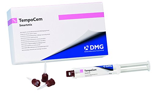 DMG 212129 TempoCem Smartmix Zinc Oxide Eugenol Temporary Cement, 2 gm - 11 gm Syringes and 10 Smartmix Tips