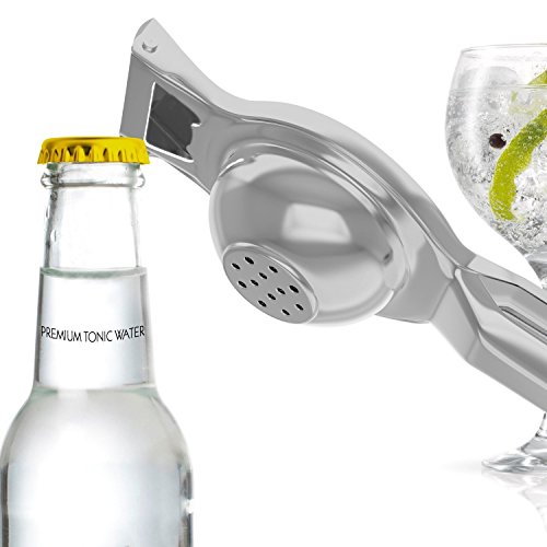 Image of Prisha India Craft Stainless Steel Lemon Squeezer + Bottle Opener, 8.50 Inch and Stainless Steel Sandasi /Pincer, Length 10.50 Inch