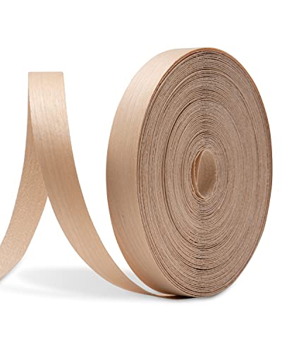 Image of Birch Edge Banding 3 /4 inch x 50 ft Real Wood Veneer Plywood Edge Banding Iron-on Pre-glued Veneer Edging Tape for Cabinet Repairs Furniture Restoration