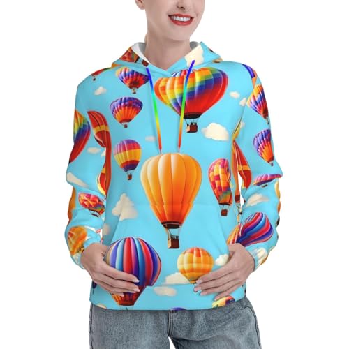 Sweat à capuche montgolfières femme pull ajusté idéal pour weekend