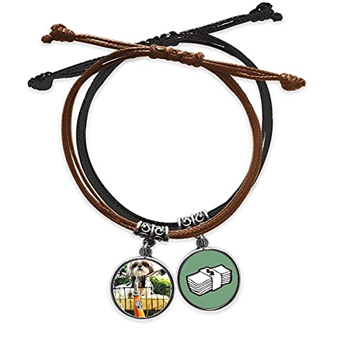 Pulsera de perro personalizada en cuero y cuerda con foto de tu mascota