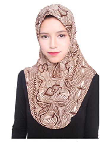 Muslim Hijab Islamic Jersey Turban Women Black Ninja Under scarf Caps Instant Head Scarf Full Cover (Printed Coffee)