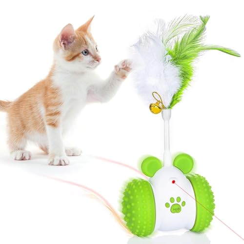 電気猫のおもちゃ、動く猫のおもちゃ - 電気充電式の面白い猫ゲーム - 動く杖の羽、家のトレーニングのための楽しい子猫の運動玩具、ペットの遊び時間