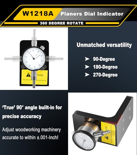 W1218A Planers Dial Indicator 360 Degree Durable Powerful Magnetic Base for Planers Jointers Woodworking Set Up Easy Height Gauges Accurate ±.001-Inch - Image 5