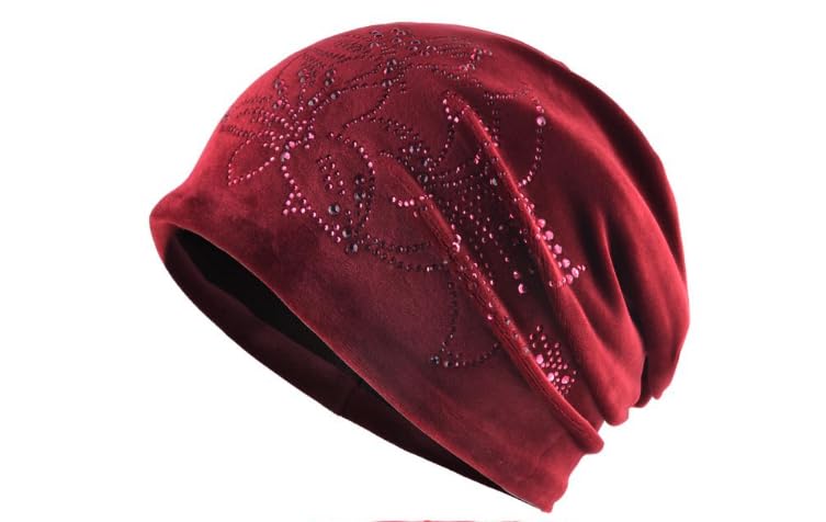 DJC BOUTIQUE Gorro de quimioterapia con forro polar, suave, acogedor, cálido, turbante, bufanda, rosso, Talla única