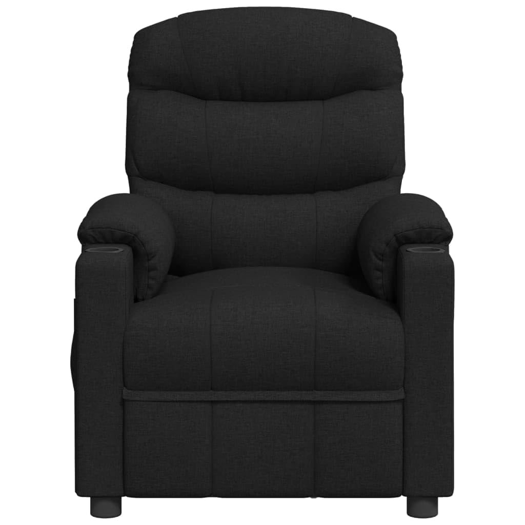 Sillón de relax eléctrico de tela negra con mando a distancia, 3 posiciones, cómodo sillón de TV con asiento acolchado y funda transpirable, sólido