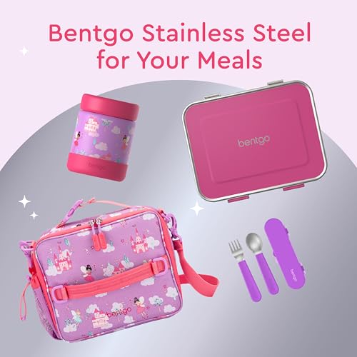 Image of Bentgo Kids Stainless Steel Leak-Proof Food Jar for Hot or Cold Food | 11 fl oz Double Insulated Container with Removable Silicone Bumper, Dishwasher Safe, Easy Open Lid, Ages 3+ (Fairies)