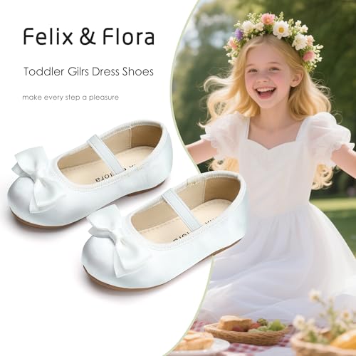 Image of Felix & Flora Toddler Flower Girl Dress Shoes - Girl Ballet Flats Party School Shoes Wedding