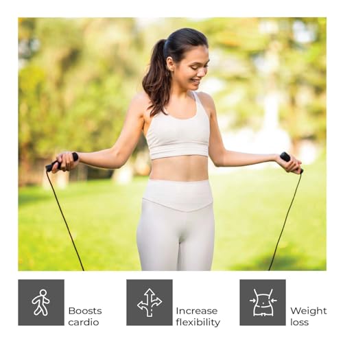 Image of Lifelong Skipping Rope & Microfiber Gym Towel | Jump Rope for Men & Women Fitness, Cardio & Exercise | Quick-Dry Towel for Gym, Sports, Swimming & Travel (Black)