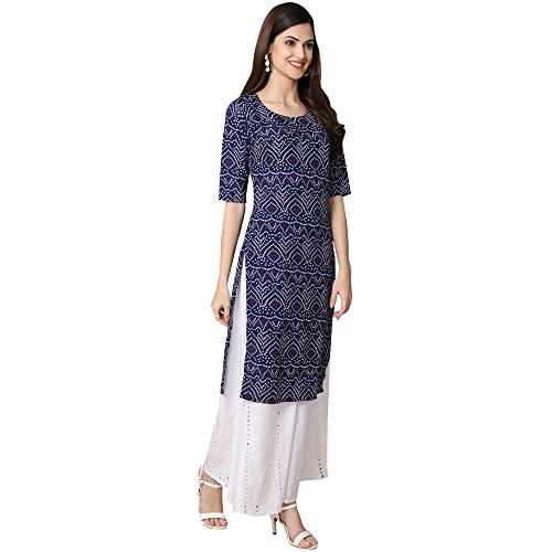 Image of Pinkmint Women's Crepe Grey Color Floral Printed Straight Kurti[NB-530357]