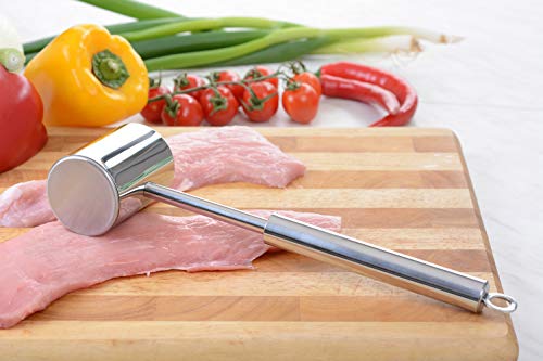 GRÄWE Vleeshamer van roestvrij staal, dubbelzijdig, vleesklopper met twee bewerkingsvlakken incl. glad en genoppterr oppervlak, 28 cm - Image 7