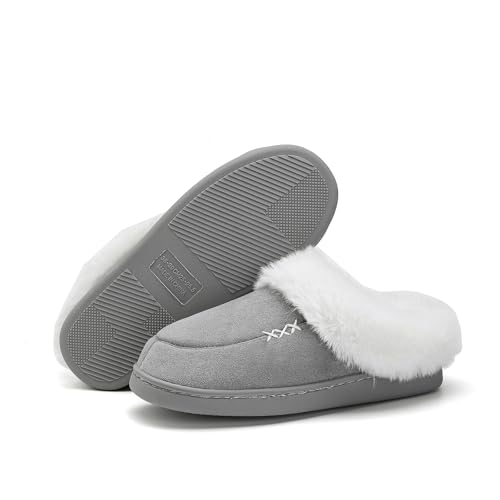 Platform Slippers for Women Winter Warm Lined Shoes Short Anti-Slip Slip on Home Fuzzy Slipper for Indoor Outdoor