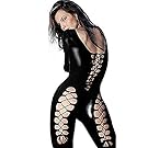 LAFIZZLE Sexy Lingerie Plus Size Pvc Black Woman Latex Bodysuit Catsuit Jumpsuit Faux Leather Gothic Punk Xmas Gift Costume