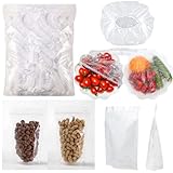 [Material de seguridad]: Las bolsas elásticas están hechas de polietileno transparente de grado alimenticio, seguro de usar, difícil de romper para mayor durabilidad y conservación de los alimentos. Las bolsas zip están hechas de material PP transparente de alta calidad, inofensivas para el medio ambiente y no tóxicas para la salud humana. Además, son gruesas y resistentes al desgaste. Son más difíciles de rasgar que las bolsas de plástico convencionales, haciéndolas más duraderas