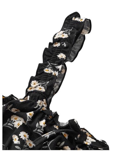 BEAUDRM Camiseta regata feminina com estampa floral, alças largas, sem mangas, acabamento de alface,