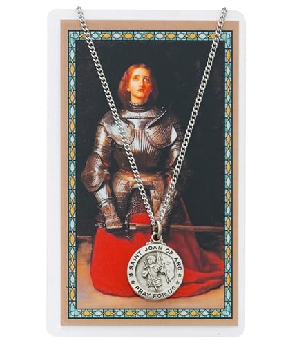 Saint Joan of Arc Pewter Medal Pendant with Prayer Card