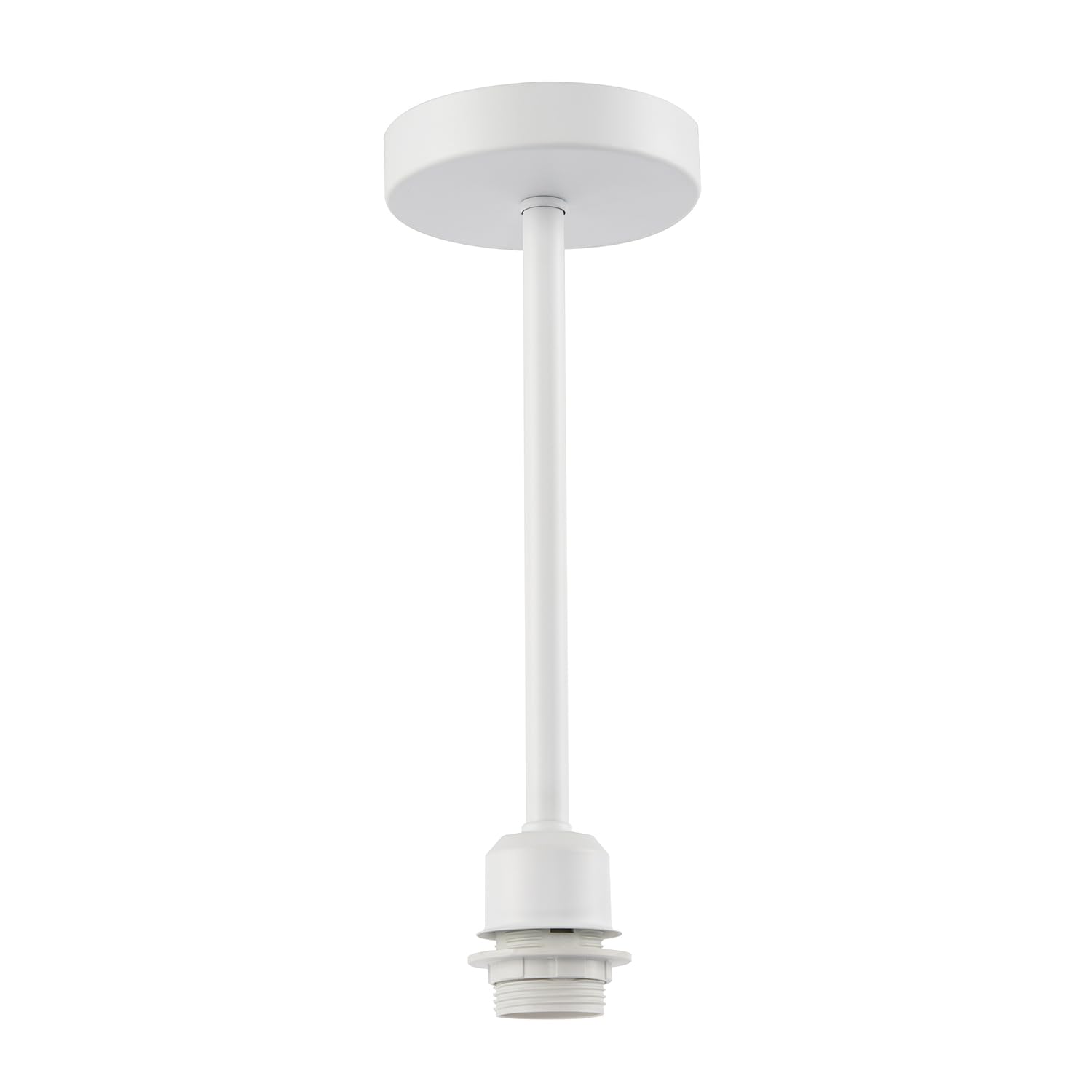 Happy Homewares Classic Matte White Ceiling Light Fixture to Showcase Lamp Shades | 12cm x 33cm | Suitable for Lamp Shades with E27 Lamp Holder