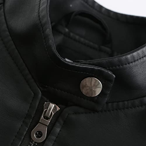 Lu's Chic Women's Faux Leather Jacket Long Sleeve Outerwear Zipper Fall Full Zip Spring Jackets & Coats4