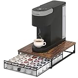 Sedegn Coffee Pod Holder Counter Coffee Vertuo Capsules Storage Organizer with Sliding Drawer Compatible For 35 K-Cup Pods No Assembly Needed Rustic Brown