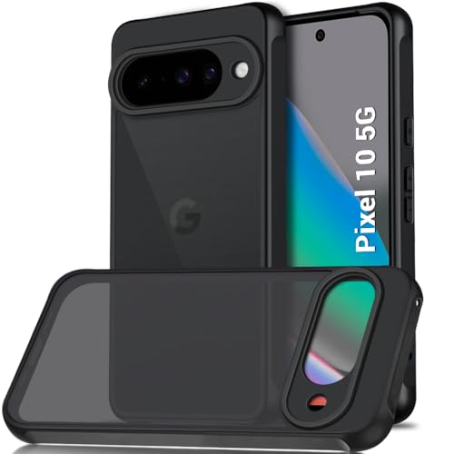 Image of TheGiftKart Hybrid Matte Frosted Translucent Back Cover Case for Google Pixel 10 | Shockproof Design | Camera Protection Module | Hard Back Cover Case for Pixel 10 (PC & TPU, Frost Black)
