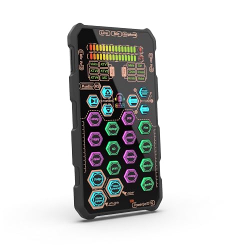 Pomya Game Voice Changer Set, K9 Handheld Live Sound Card, 6 Different Voice Transformation & 12 Electronic Pitches, Headphones and Microphone for Podacsting Broadcasting Recording