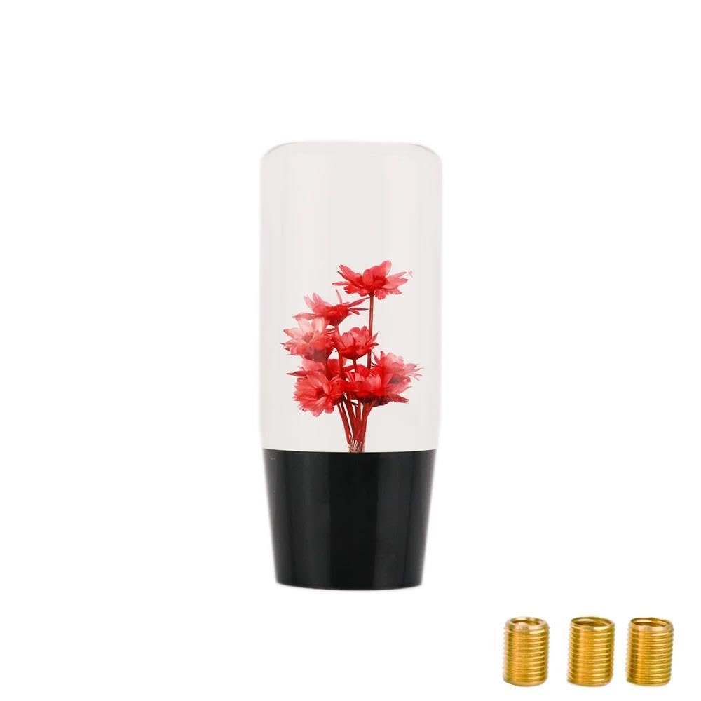 HYASDBWE Real Flower Crystal Bubble Car Gear Stick Shift Knob Shifter Lever 15CM /10CM Car Replacement Parts Gear Shifter Parts(Red,10CM)
