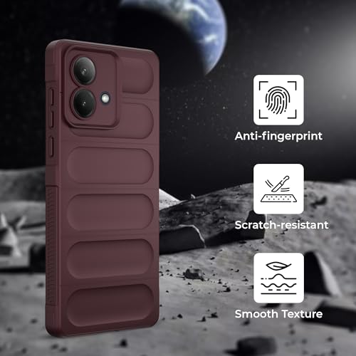 Image of A rtistque Liquid Silicone Stripes Back Cover Case for Motorola G84 5G | with Camera Protection | with Inner Fabric | Anti Slip Grip | AirBag Case - Maroon
