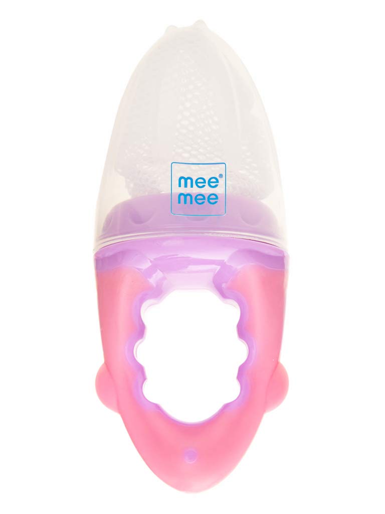 Mee Mee Squeezy Silicone Spoon Food Feeder for Babies of 6 to 12 Months with in-Built Stand (Pink & Purple)