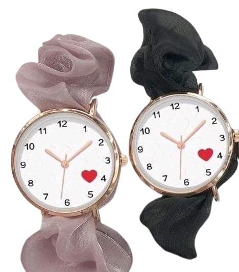 Stylish scrunchies Whit Rubber Band Women Watch Combo of 2. (B0D6WBLMYW) Amazon Price History, Amazon Price Tracker