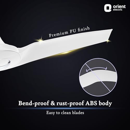 Image of Orient Electric's 1320 mm Aerostorm ceiling fan |Best-in-class 18-pole motor | Rust-proof ABS blades |100% Copper motor |Whisper-quiet operation | 2-year warranty | White, pack of 1