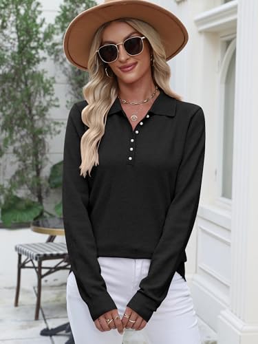 ANRABESS Womens Long Sleeve Polo Sweaters Knit Button Shirt Lightweight Dressy Casual Basic Pullover Tops 2025 Fall Fashion4