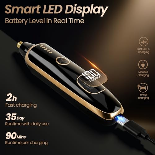 Image of Nose & Ear Hair Trimmer with LED Display for Men and Women, 2026 USB Rechargeable Facial Trimmer Clipper for Easy Cleansing, Portable Painless Grooming Kit,Gift Box Included