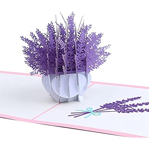 PartyMars Mothers Day Pop Up Card-Lavender Bouquet Pop Up Card-3D Card for Birthday,Anniversary,Engagement,Grandma,Sister,Friends,Greeting Card for Mom Cover