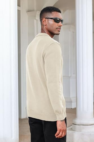 Men's Casual Knit Polo Sweater Classic Long Sleeve Thermal Basic Zip Collar Shirts4