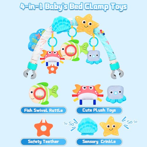 Image of Car Seat Toys for Babies 0-6 Months,Arch Stroller Toys for 6-12 Months Infant Mobile Bassinet Bouncer Hanging Toys Shower Gifts for Baby Boys Girls 0 3 6 9 12 Months(Ocean)