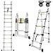 Produktbild Aufun Teleskopleiter 3,8m Aluminiumleiter Klappleiter Rutschfester Aluleiter Schiebeleiter Sprossenleiter Ausziehleiter Teleskop-Design Mehrzweckleiter max 150 kg Belastbarkeit Faltbar(1,9+1,9M)