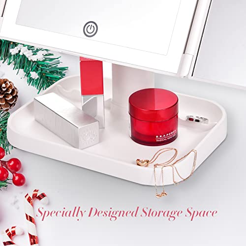 Makeup Mirror With 10X Magnifying Mirror, 3 Color Lighting, 72 Leds Vanity Mirror With Lights, Lighted Makeup Mirror, 10X 3X 2X Magnification, Touch Control, Dual Power Supply, Gift For Women #TOP4
