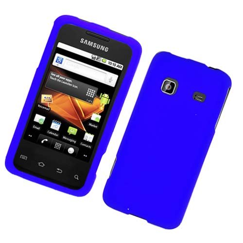 Blue Hard Plastic Rubberized Case Cover for Samsung Galaxy Prevail M820