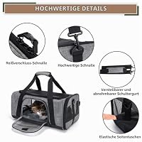 Wakytu Transportbox für Katze Hund, Transporttasche für Haustiere, Faltbare Hundetransportbox Katzentransportbox, Hundetragetasche, Hundebox Auto, Atmungsaktive Hundetasche, Grau – Ansicht 4