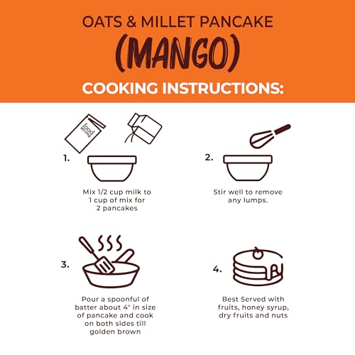 Image of foodstrong Oats And Millets Mango Pancake Mix | High Protein & Fibre | No Maida, Refined Sugar - Made With Jaggery | Eggless Instant Breakfast Mix | 250 Gram X Pack Of 2