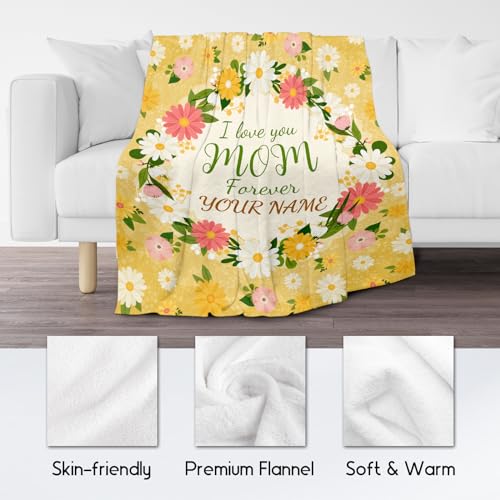 Personalized Gift of Blankets for Mather - Custom 40x50 Inch Fleece Throw to Mom Gifts - Yellow Soft Fuzzy Blanket for Festivals Holidays