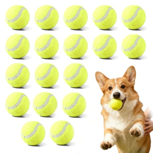 PORFOYO 18 palline da tennis, mini palline da tennis, 5 cm, per cani, palla da tennis, per macchina per lanciare palline, palline interattive, extra ammortizzanti, durevoli