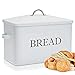 Paneras de cocina, panera de almacenamiento, espaciosa caja de metal con tapa que mantiene el pan y los panecillos durante más tiempo, contenedor para almacenamiento de panes, rústico.