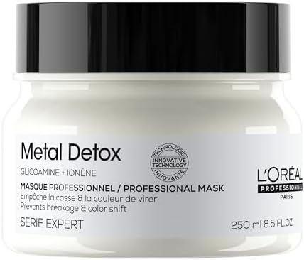 L'Oréal Professionnel Metal Detox Hair Mask for Color Treated, Dry, Damaged Hair, Anti-Metal, Serie Expert, Clarifying, Detoxifying, Prolongs Color, Adds Softness - 250ml